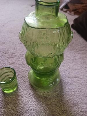 LIME COLORED JOLLY MOUNTAINEER DECANTER