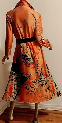 Vtg 60-70s Tyrone Maxi Hostess Dress w/Satin Sash
