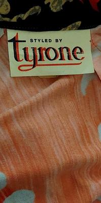 Vtg 60-70s Tyrone Maxi Hostess Dress w/Satin Sash