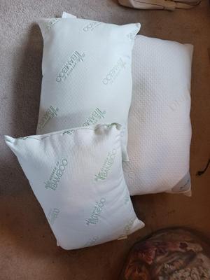 TWO BAMBOO QUEEN SIZE PILLOWS AND ONE KING SIZE AIR-X PILLOW