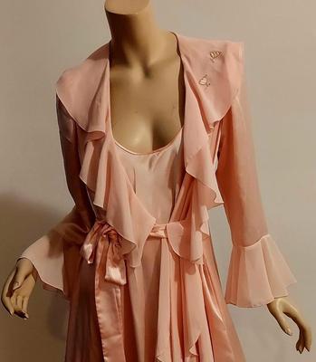 Vtg 80s Lucie Anne Ballet Pink Maxi coat and night gown