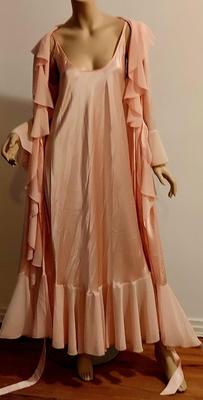 Vtg 80s Lucie Anne Ballet Pink Maxi coat and night gown
