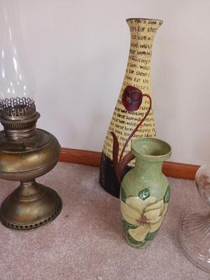 OIL LAMPS AND FLOWER VASES