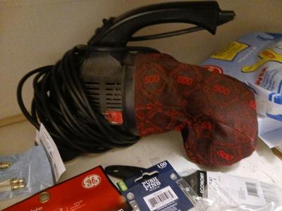 HAND HELD DIRT DEVIL VACUUM, HOT GLUE GUN, AUDIO VIDEO CABLES AND MORE!