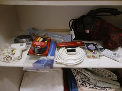 HAND HELD DIRT DEVIL VACUUM, HOT GLUE GUN, AUDIO VIDEO CABLES AND MORE!
