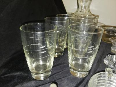 ANCHOR HOCKING PITCHER AND OTHER PRETTY GLASSESARE