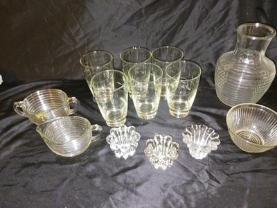ANCHOR HOCKING PITCHER AND OTHER PRETTY GLASSESARE