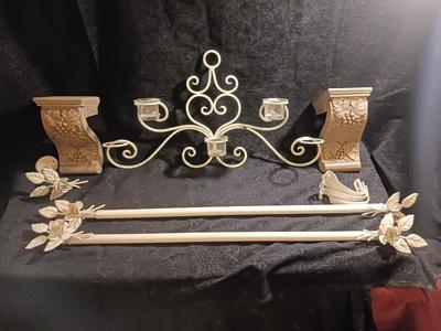 BEAUTIFUL WALL DECOR, CURTAIN RODS AND MATCHING TIEBACKS