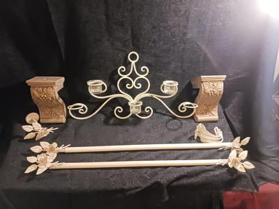 BEAUTIFUL WALL DECOR, CURTAIN RODS AND MATCHING TIEBACKS