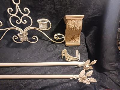 BEAUTIFUL WALL DECOR, CURTAIN RODS AND MATCHING TIEBACKS