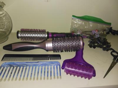 TWO CON AIR BRUSHES, HAIR STRAIGHTENER AND MORE