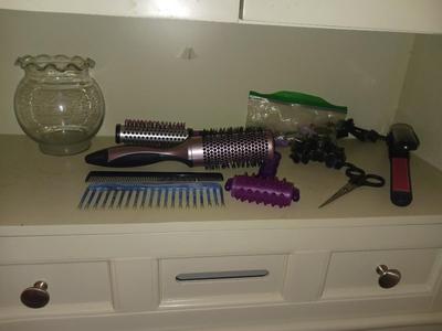TWO CON AIR BRUSHES, HAIR STRAIGHTENER AND MORE