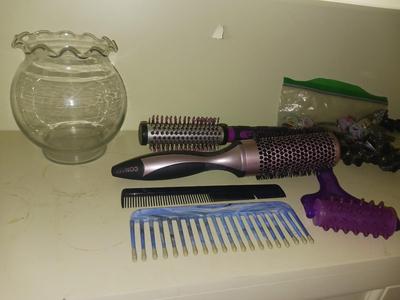 TWO CON AIR BRUSHES, HAIR STRAIGHTENER AND MORE