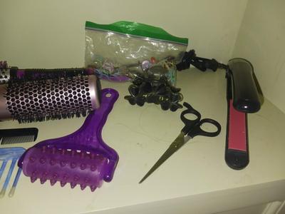 TWO CON AIR BRUSHES, HAIR STRAIGHTENER AND MORE