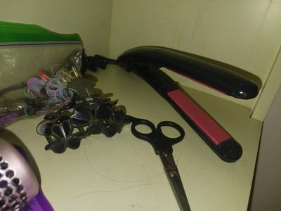 TWO CON AIR BRUSHES, HAIR STRAIGHTENER AND MORE