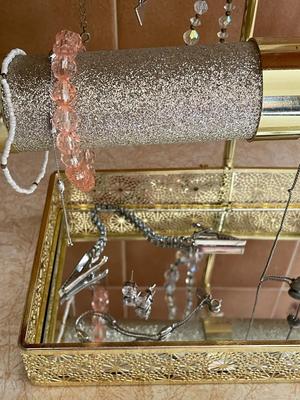JEWELRY ORGANIZER AND SOME COSTUME JEWELRY