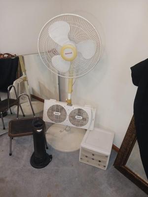 FANS, STEP STOOL, 3 DRAWER ORGANIZER, & MORE