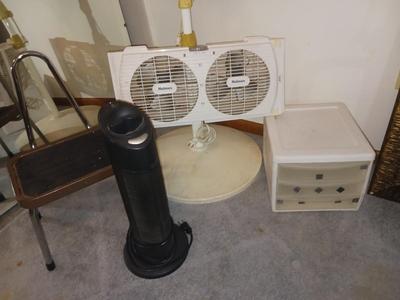 FANS, STEP STOOL, 3 DRAWER ORGANIZER, & MORE