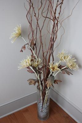Artificial Arrangement with Glass Vase