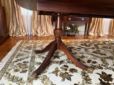 HICKORY WHITE Banded Mahogany Double Pedestal Dining / Banquet Table