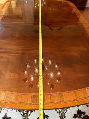 HICKORY WHITE Banded Mahogany Double Pedestal Dining / Banquet Table
