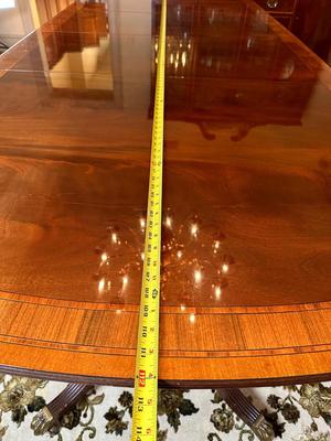 HICKORY WHITE Banded Mahogany Double Pedestal Dining / Banquet Table