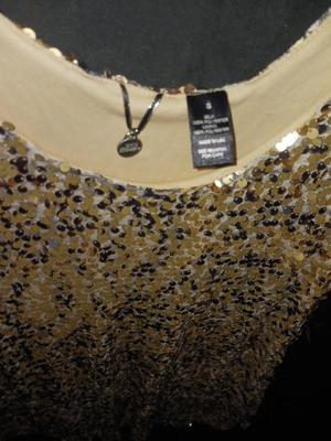 SEQUIN DRESS, THREE BLACK PURSES AND A WOVEN PURSE