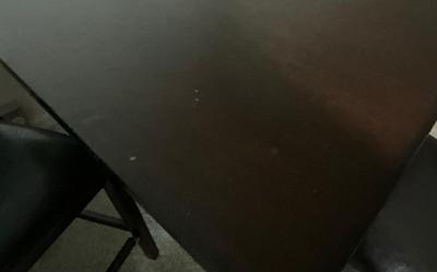 Mahogany High Top Table with 4 Padded Chairs