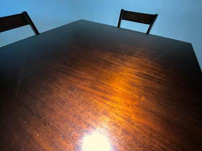 Mahogany High Top Table with 4 Padded Chairs