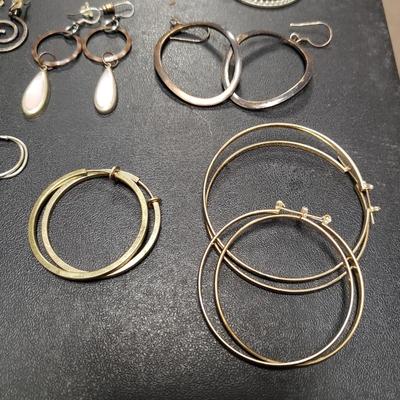 Forty Pairs of Gold and Silver Toned Pierced Earrings W/ Sterling (ST-KD)
