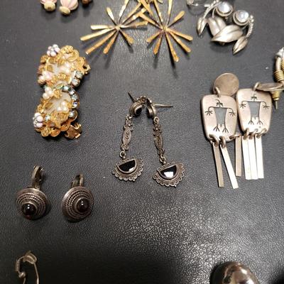 Forty Pairs of Gold and Silver Toned Pierced Earrings W/ Sterling (ST-KD)
