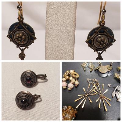 Forty Pairs of Gold and Silver Toned Pierced Earrings W/ Sterling (ST-KD)