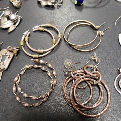 Forty Pairs of Gold and Silver Toned Pierced Earrings W/ Sterling (ST-KD)