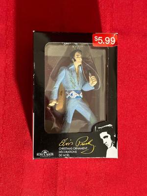 2 ELVIS ILLUMINATED MUSICAL ORNAMENTS AND A 3RD ORNAMENT
