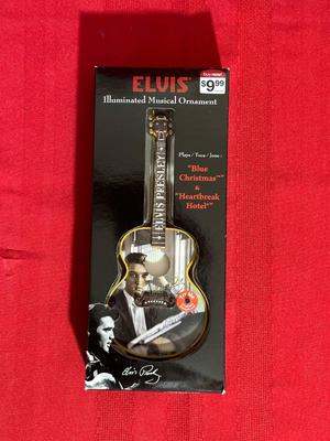 2 ELVIS ILLUMINATED MUSICAL ORNAMENTS AND A 3RD ORNAMENT