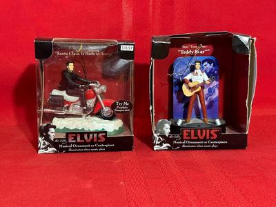 2 MUSICAL ELVIS ORNAMENTS