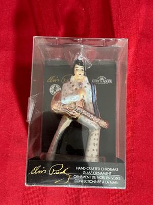 3 ELVIS ORNAMENTS, 2 ARE HAND-CRAFTED GLASS