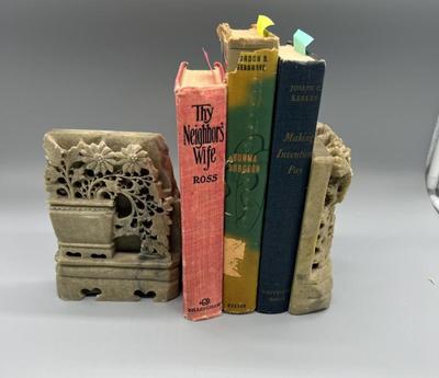 Carved Soapstone Bookends