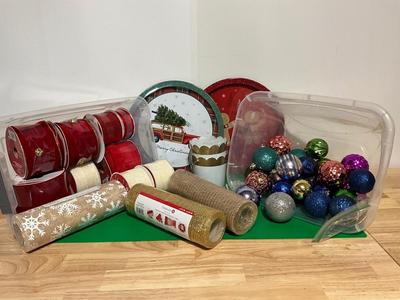 Ribbons, plates, colorful bulbs