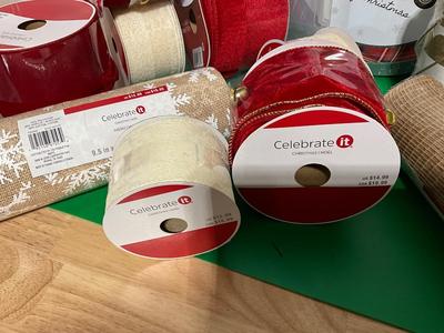 Ribbons, plates, colorful bulbs