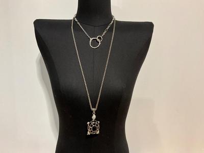 Beautiful crystal Turtle NK with short Paper Clip Silver NK