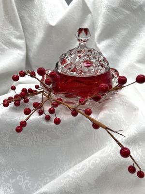 Ruby Red Block Covered Dish