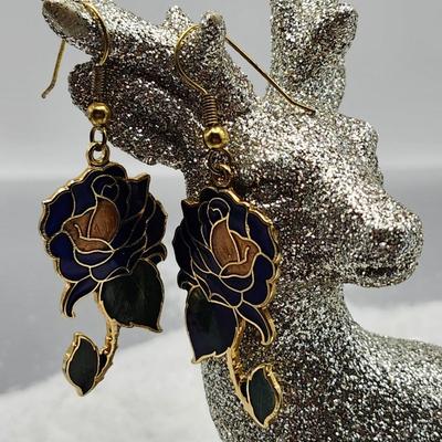Eternal Rose Cloisonne Earrings