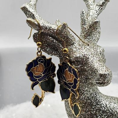 Eternal Rose Cloisonne Earrings