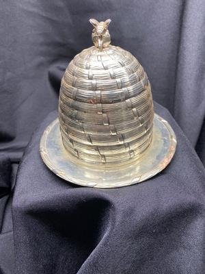Silver Plate Beehive Honey Jar