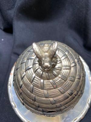 Silver Plate Beehive Honey Jar