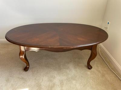 Queen Anne Style Cherry Wood Oval Coffee Table