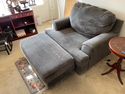 Small Gray Couch and Ottman
