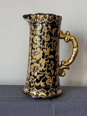 Large Ornate 12" Ceramic Pitcher
