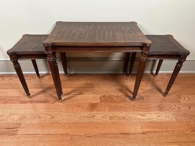 Henredon Solid Dark Walnut Nesting Tables. (See Details)
